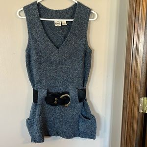 B. Moss blue sleeveless sweater. Size small